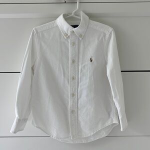 Ralph Lauren white button down long sleeve shirt. White. Size 4t.